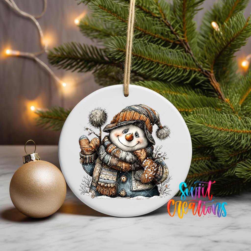 Rustic Patchwork Snowman UV DTF Ornament Transfer | O-1906 - Swiit Creations