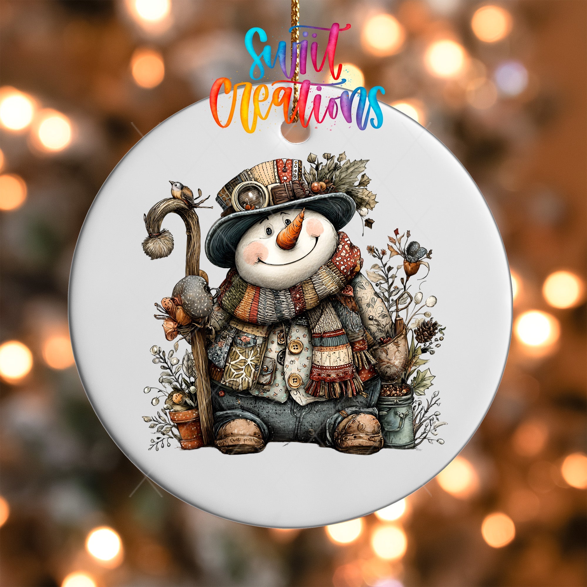 Rustic Vintage Snowman UV DTF Ornament Transfer | O-1900 - Swiit Creations