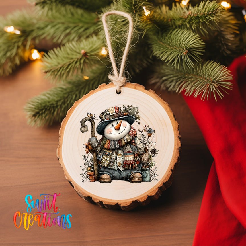 Rustic Vintage Snowman UV DTF Ornament Transfer | O-1900 - Swiit Creations