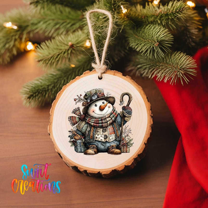 Rustic Vintage Snowman UV DTF Ornament Transfer | O-1902 - Swiit Creations