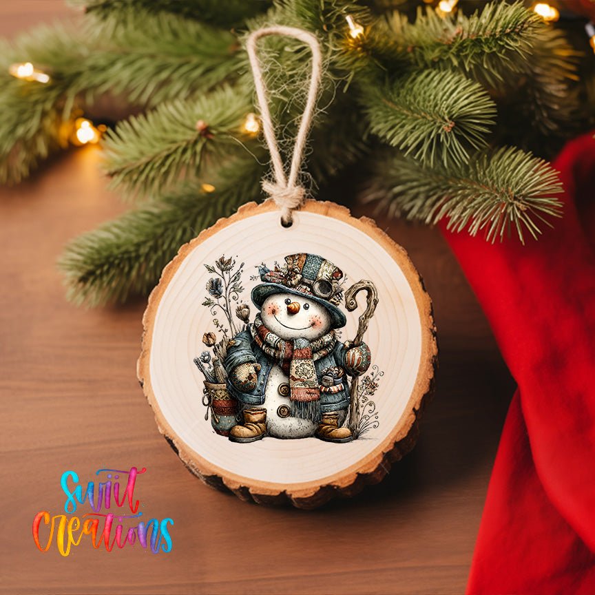 Rustic Vintage Snowman UV DTF Ornament Transfer | O-1903 - Swiit Creations