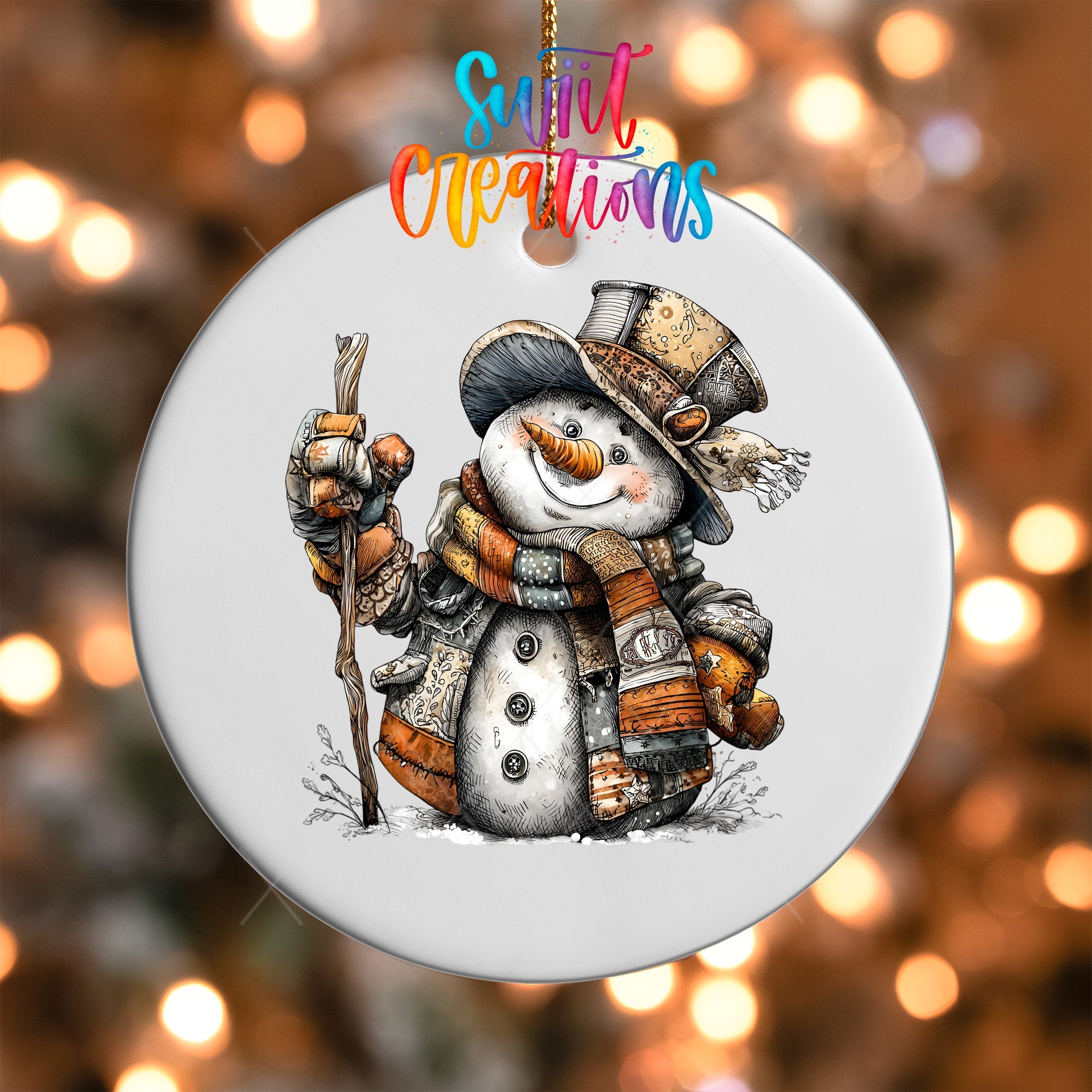 Rustic Vintage Snowman UV DTF Ornament Transfer | O-1904 - Swiit Creations