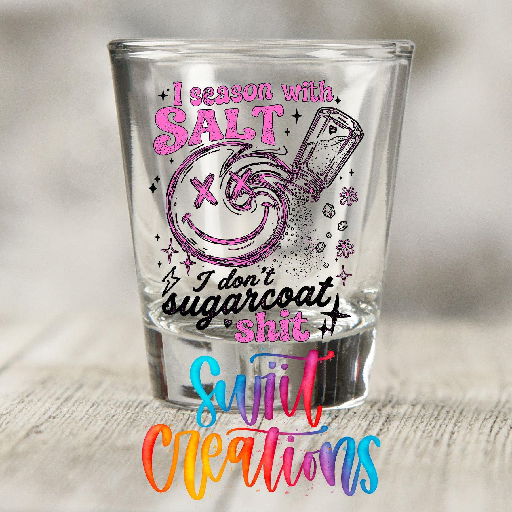 Salt Season Adult Humor Shot Glass UV DTF Transfer | Funny Salty Design | SG2047 - Swiit Creations