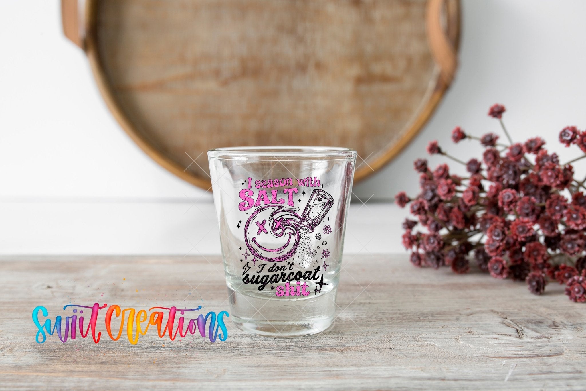 Salt Season Adult Humor Shot Glass UV DTF Transfer | Funny Salty Design | SG2047 - Swiit Creations