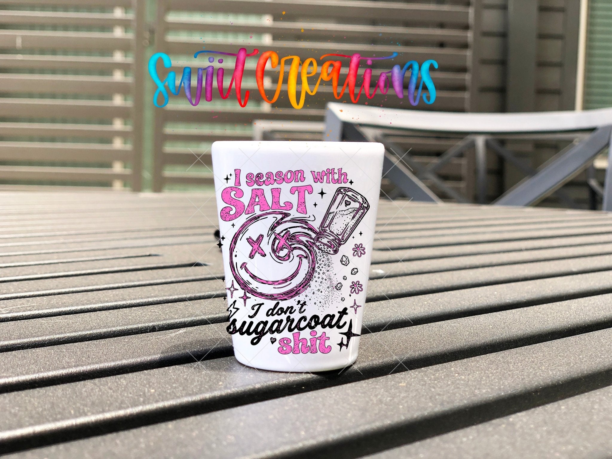 Salt Season Adult Humor Shot Glass UV DTF Transfer | Funny Salty Design | SG2047 - Swiit Creations