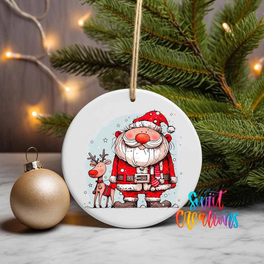 Santa and Reindeer UV DTF Ornament Transfer | O-1334 - Swiit Creations