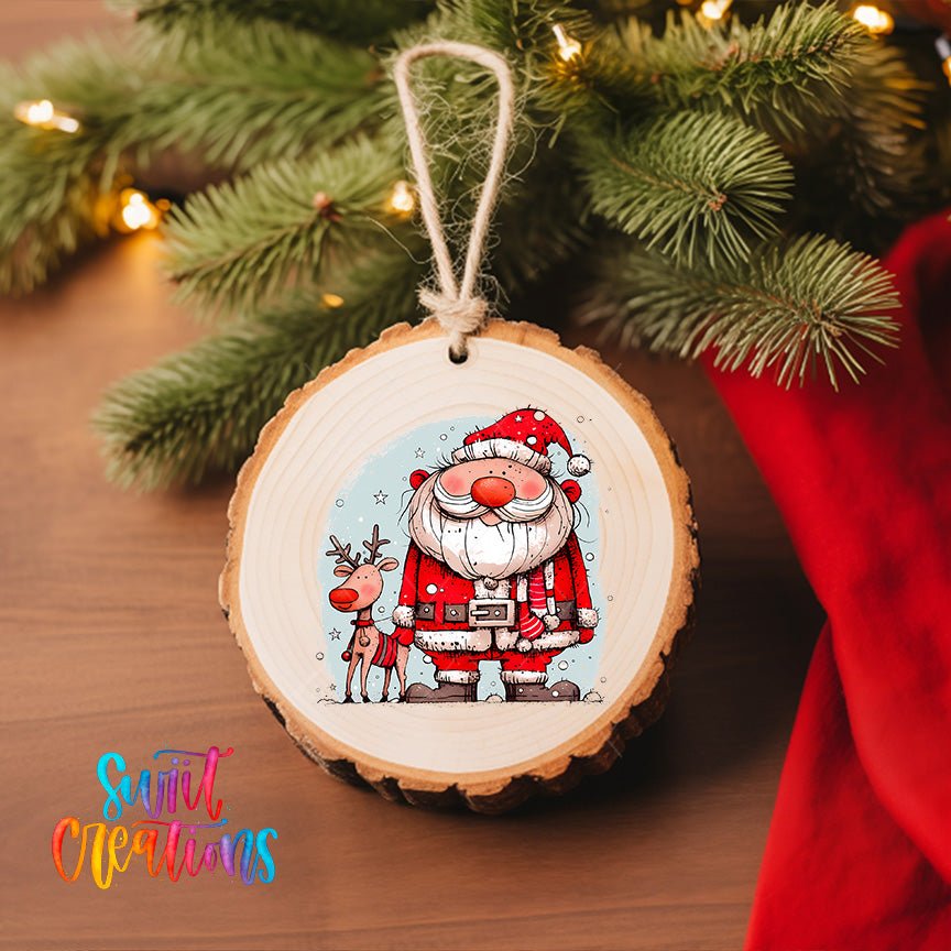 Santa and Reindeer UV DTF Ornament Transfer | O-1334 - Swiit Creations