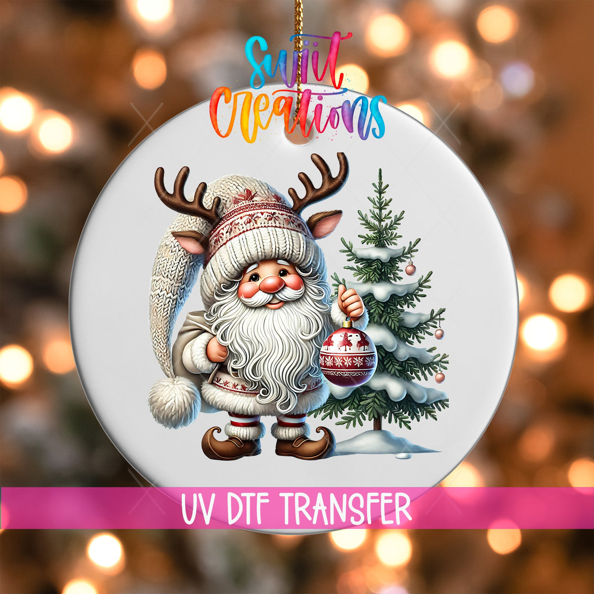 Santa Christmas UV DTF Ornament Transfer | O-1102 - Swiit Creations