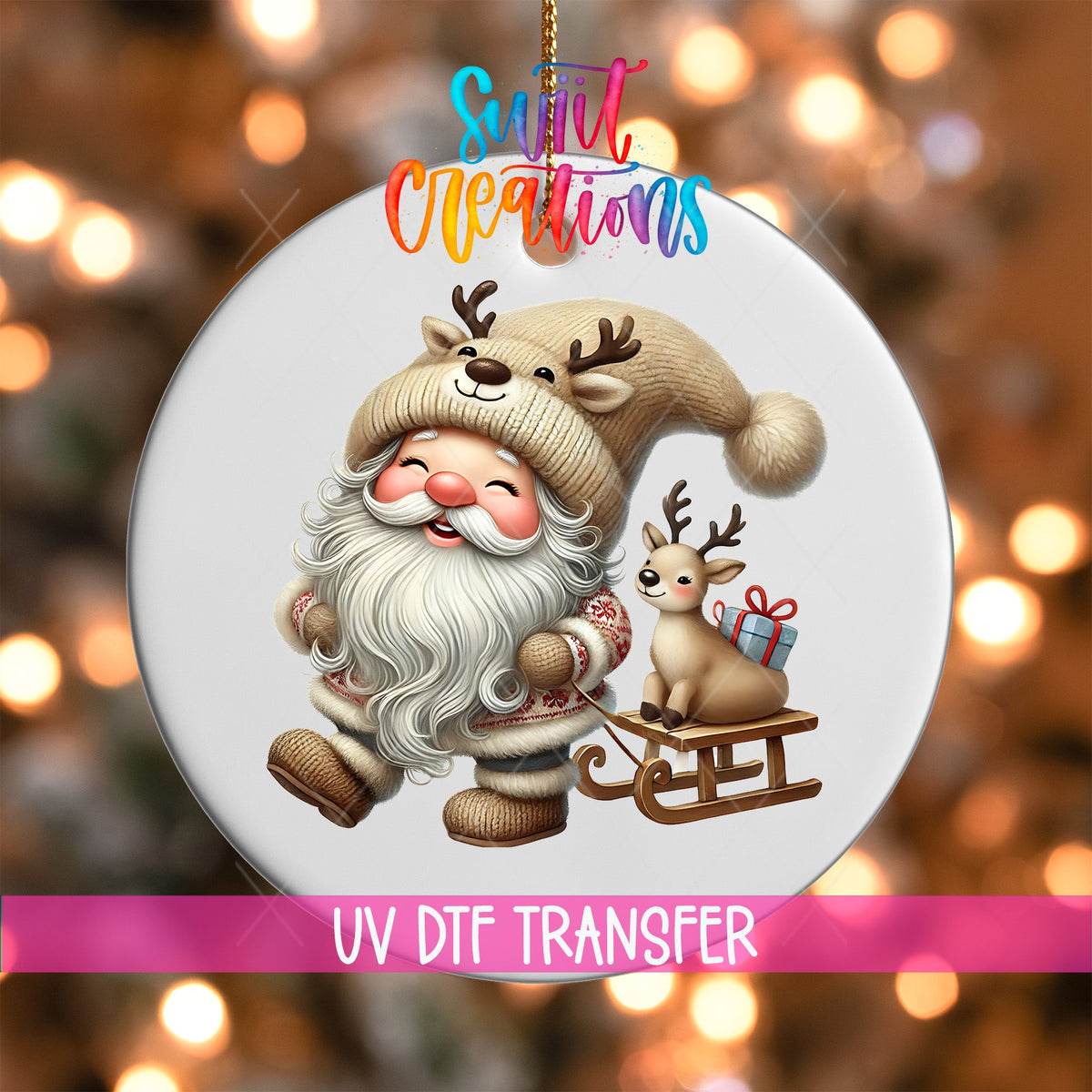 Santa Christmas UV DTF Ornament Transfer | O-1108 - Swiit Creations