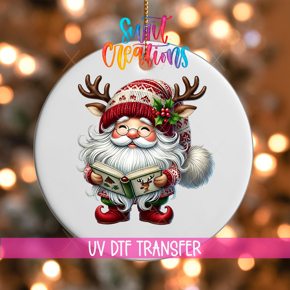 Santa Christmas UV DTF Ornament Transfer | O-1110 - Swiit Creations