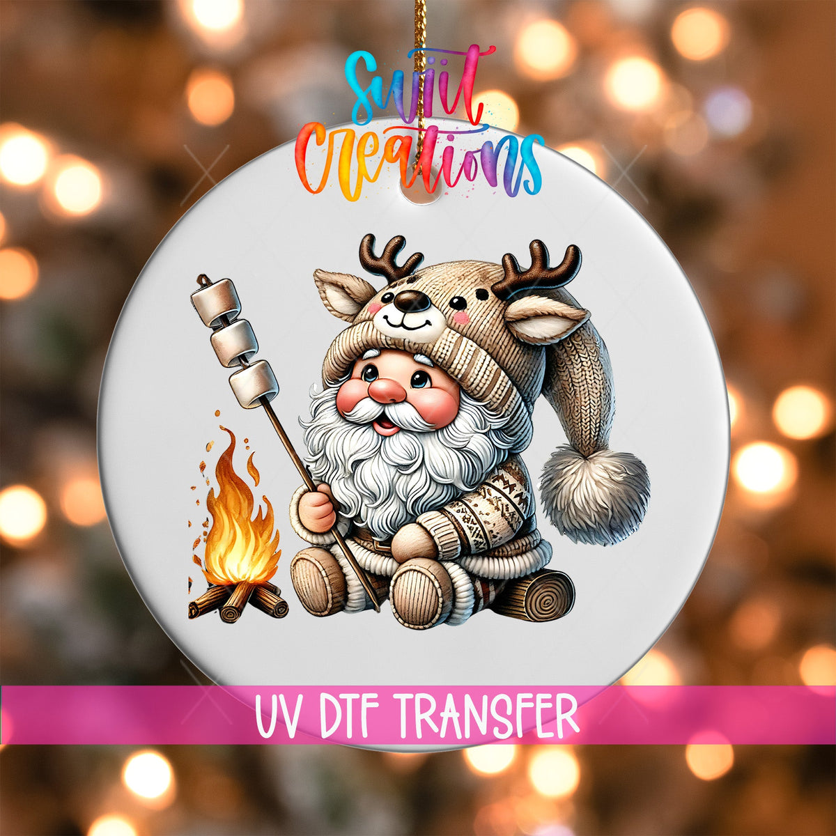 Santa Christmas UV DTF Ornament Transfer | O-1119 - Swiit Creations