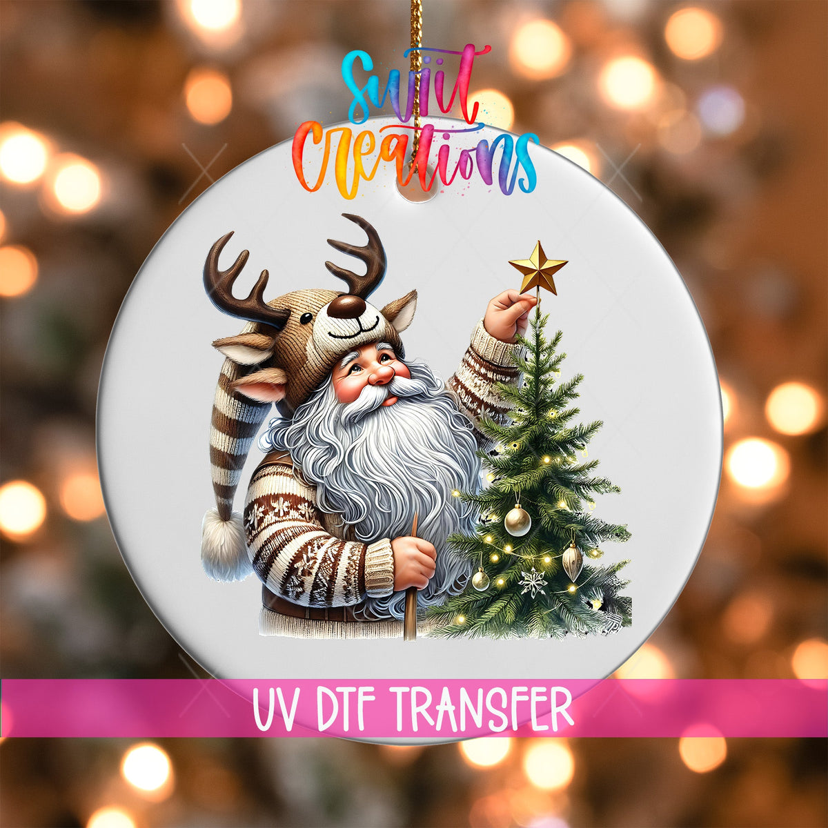 Santa Christmas UV DTF Ornament Transfer | O-1124 - Swiit Creations