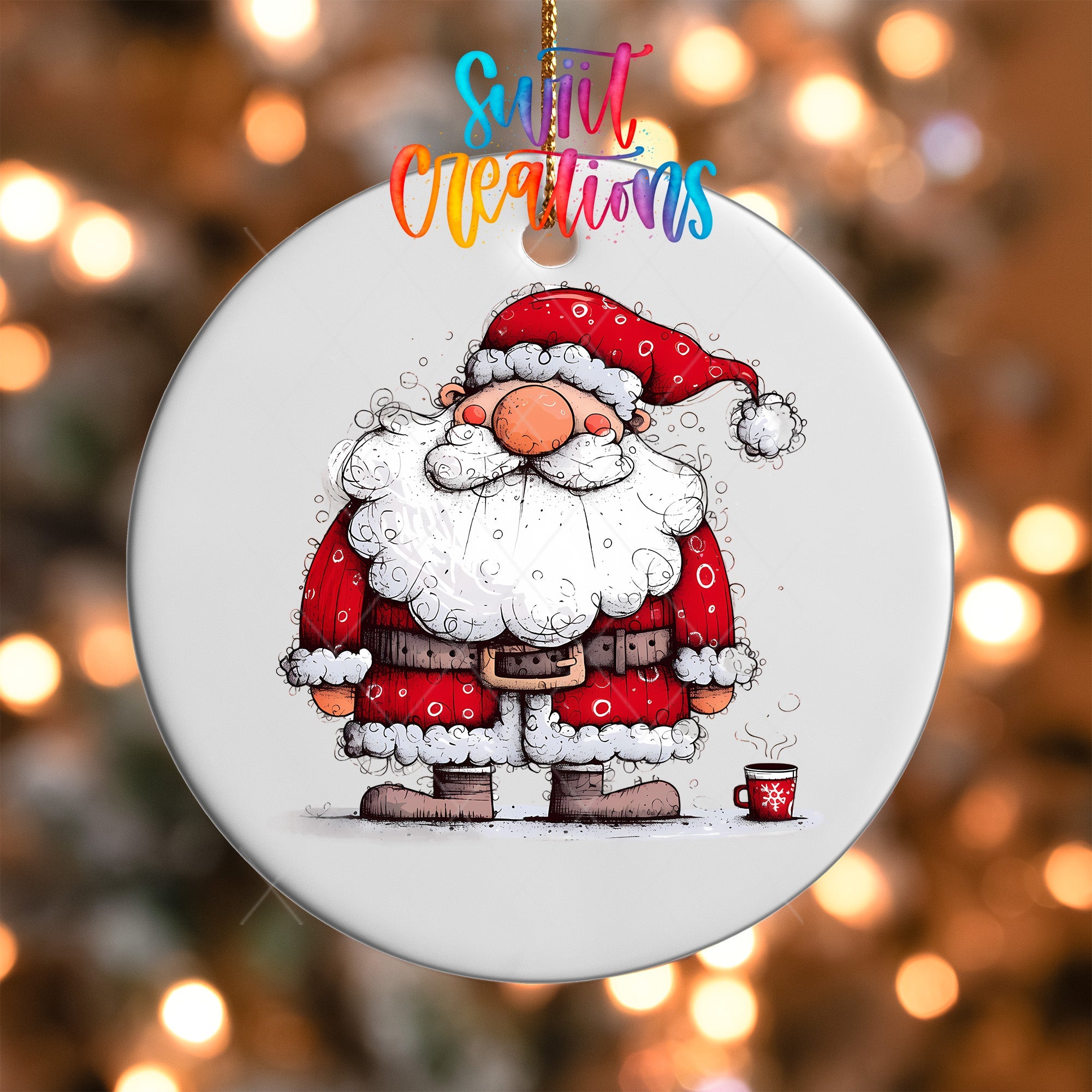 Santa Claus Holding Cocoa UV DTF Ornament Transfer | O-1322 - Swiit Creations