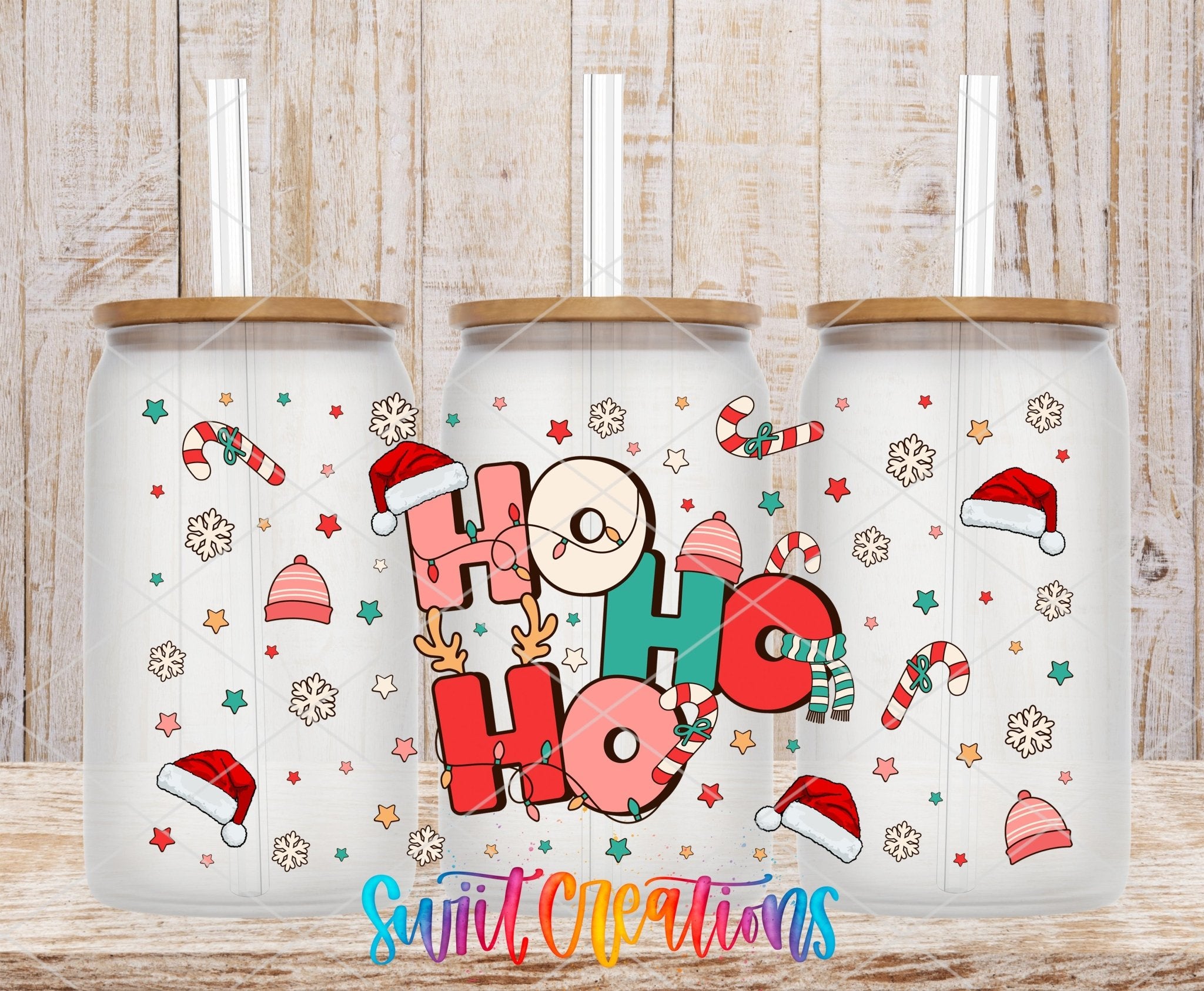 Santa Hats and Candy Canes Christmas UV DTF Transfer Tumbler Wrap | DTF098 - Swiit Creations