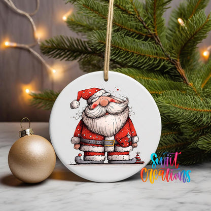 Santa Smile Christmas Ornament UV DTF Decal | O-1330 - Swiit Creations
