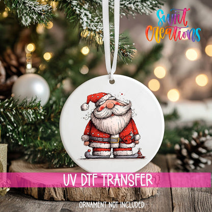 Santa Smile Christmas Ornament UV DTF Decal | O-1330 - Swiit Creations
