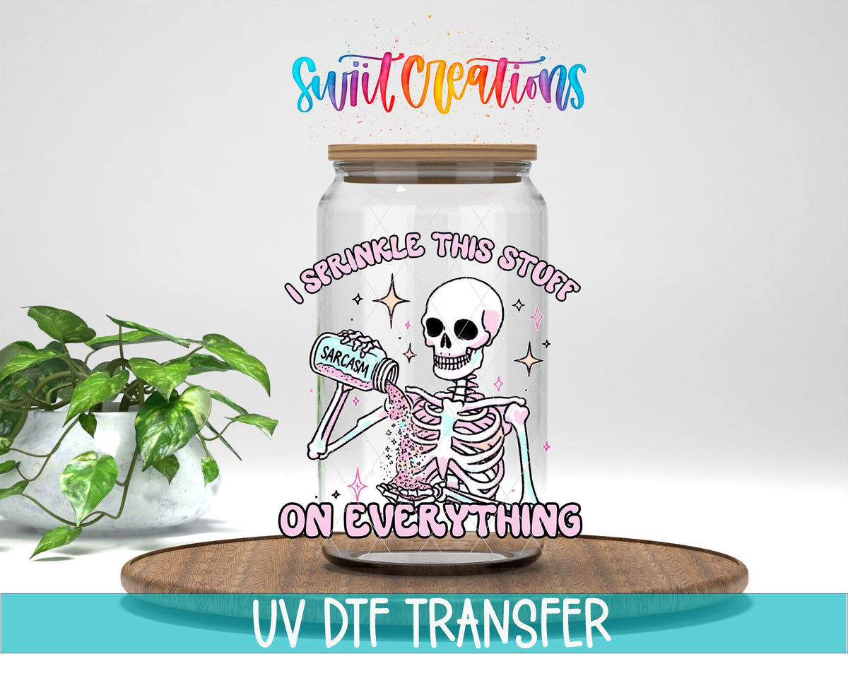 Sarcasm Skeleton UV DTF Decal | Funny Pastel Skeleton Cup Wrap | UV845 - Swiit Creations