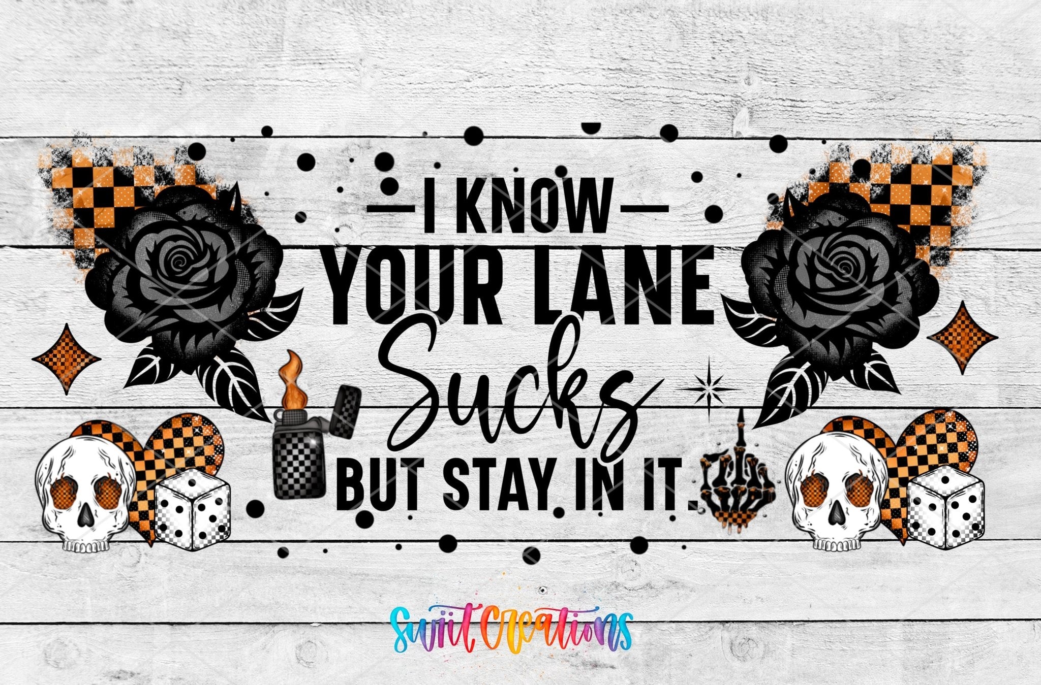 Sarcastic Rose Skull UV DTF Transfer Tumbler Wrap | Gothic Cup Decal | DTF280 - Swiit Creations