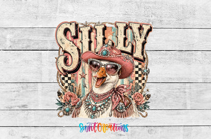 Silly Goose Western Goose UV DTF transfer shown as a full artwork preview from Swiit Creations