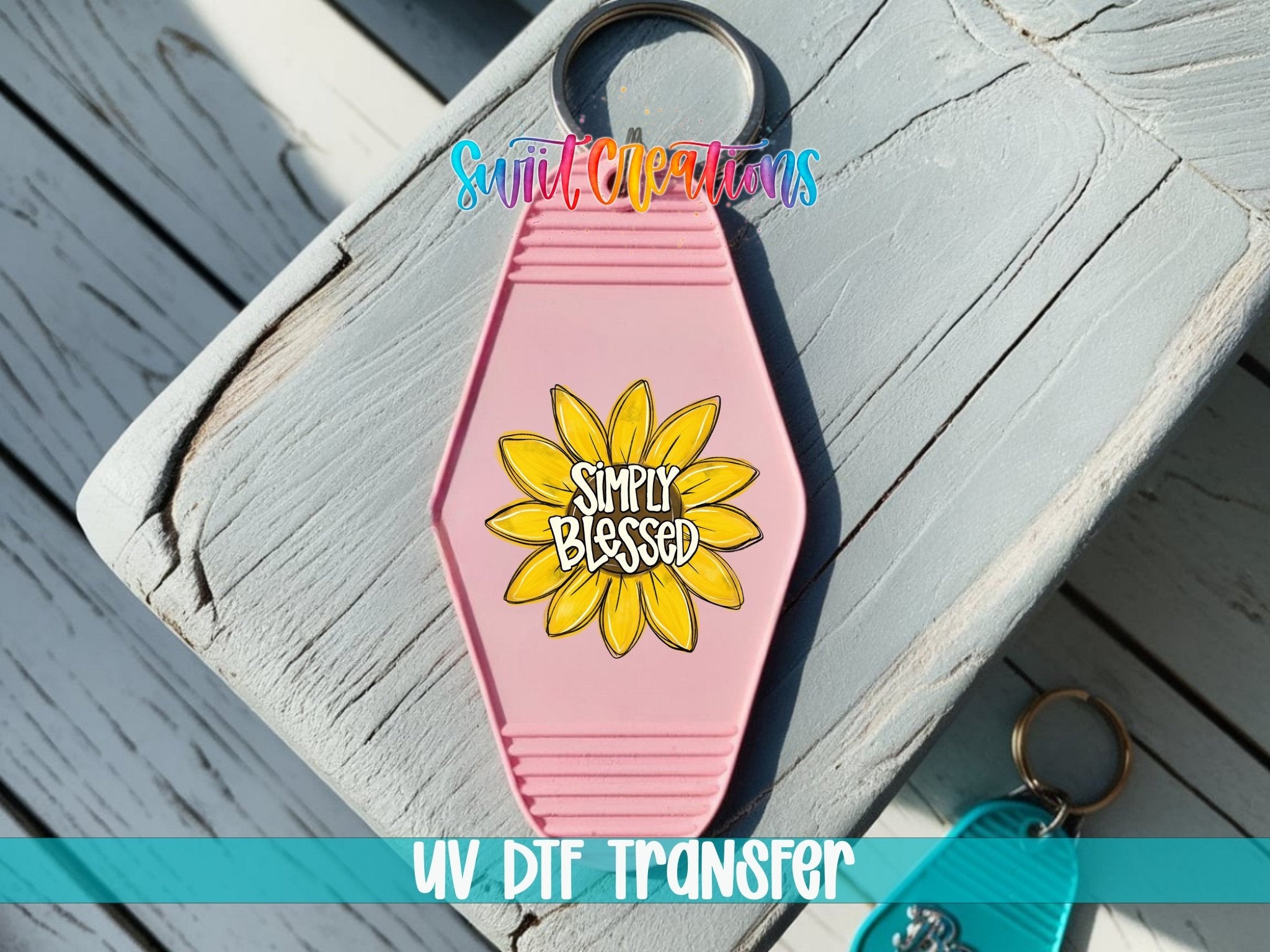 Simply Blessed Motel Keychain UV DTF Transfer | Sunflower Faith Design | MK831 - Swiit Creations