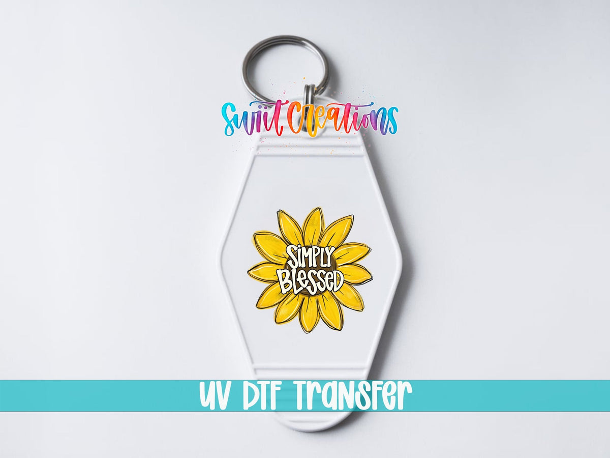 Simply Blessed Motel Keychain UV DTF Transfer | Sunflower Faith Design | MK831 - Swiit Creations