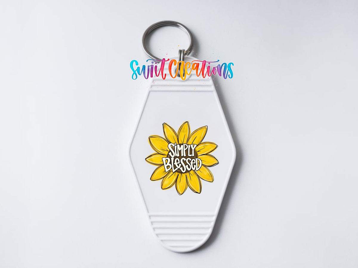 Simply Blessed Motel Keychain UV DTF Transfer | Sunflower Faith Design | MK831 - Swiit Creations