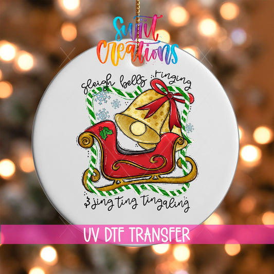 Sleigh Bells Ringing Christmas UV DTF Ornament Transfer | Holiday Sleigh with Bells | O-1690 - Swiit Creations