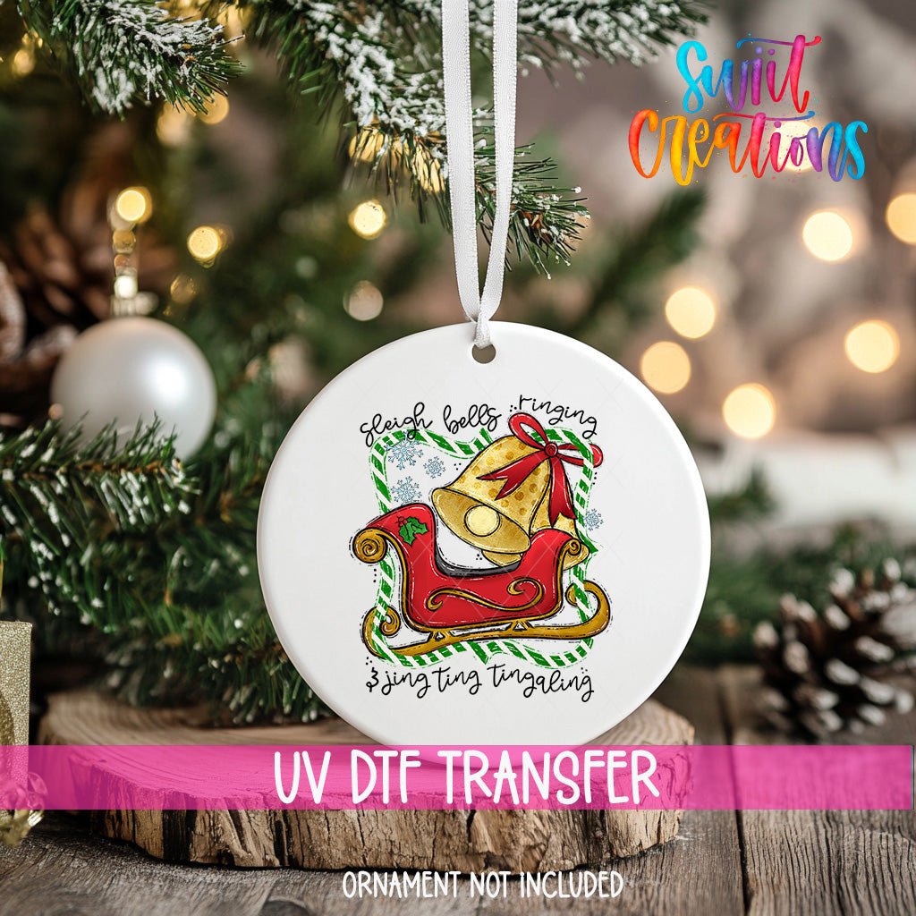 Sleigh Bells Ringing Christmas UV DTF Ornament Transfer | Holiday Sleigh with Bells | O-1690 - Swiit Creations