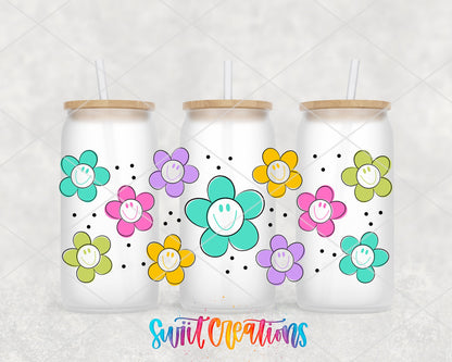 Smiling Flowers UV DTF Transfer Tumbler Wrap | Colorful Daisy | DTF042 - Swiit Creations