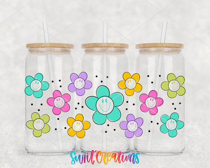 Smiling Flowers UV DTF Transfer Tumbler Wrap | Colorful Daisy | DTF042 - Swiit Creations