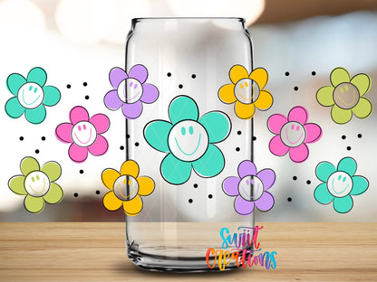 Smiling Flowers UV DTF Transfer Tumbler Wrap | Colorful Daisy | DTF042 - Swiit Creations