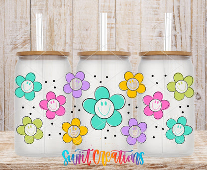 Smiling Flowers UV DTF Transfer Tumbler Wrap | Colorful Daisy | DTF042 - Swiit Creations