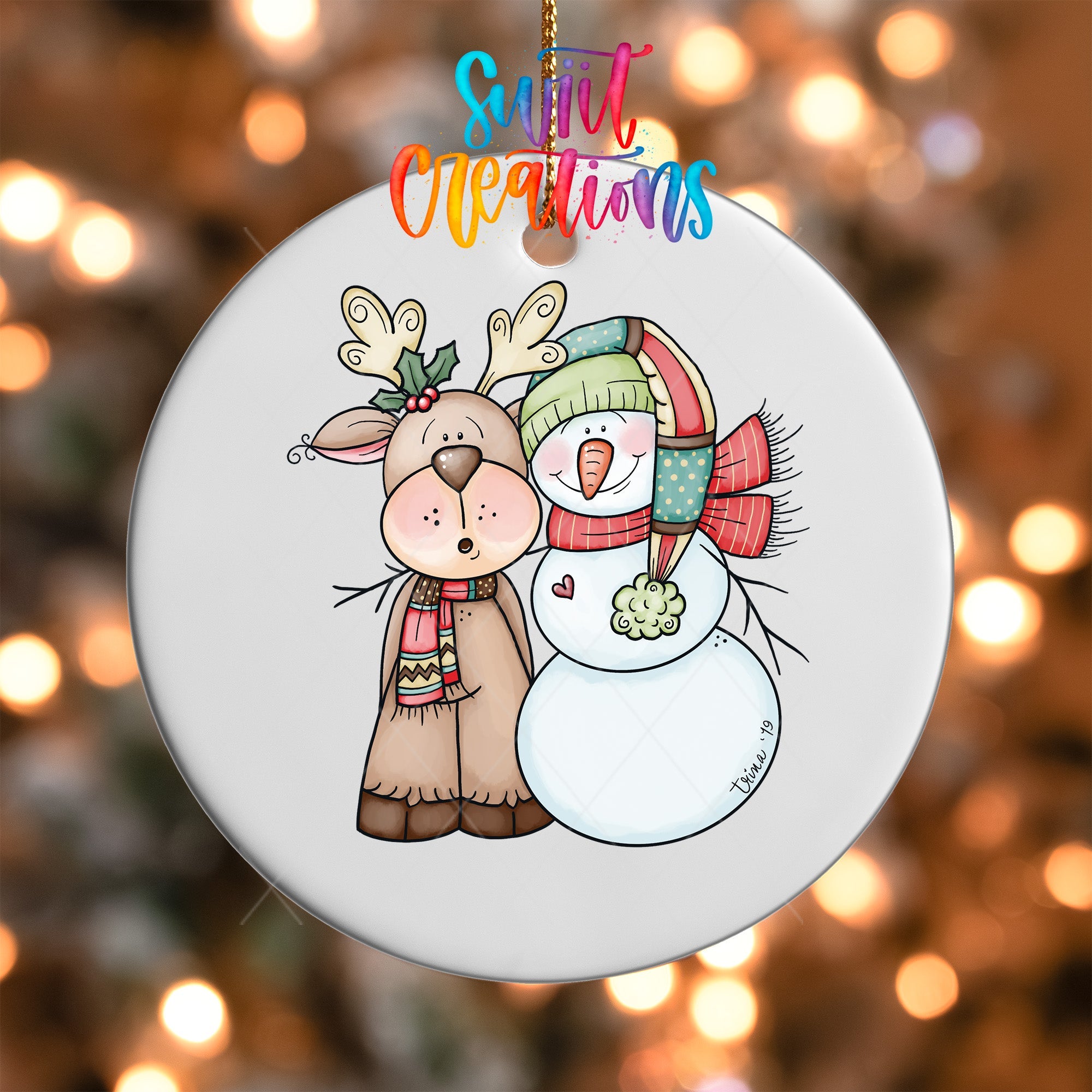 Snowman and Reindeer Christmas UV DTF Ornament Transfer | O-0022 - Swiit Creations