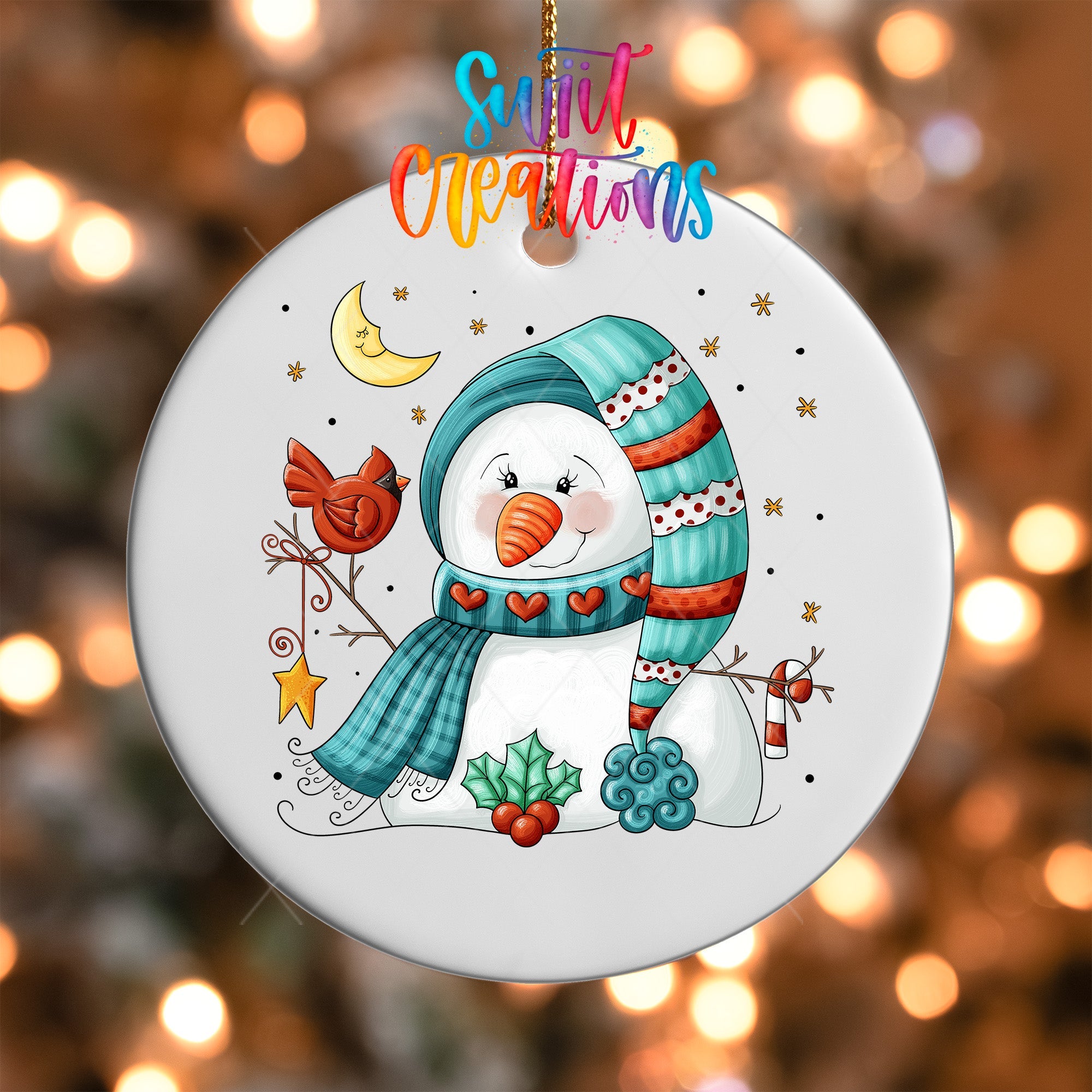 Snowman Cardinal Christmas UV DTF Ornament Transfer | O-1195 - Swiit Creations