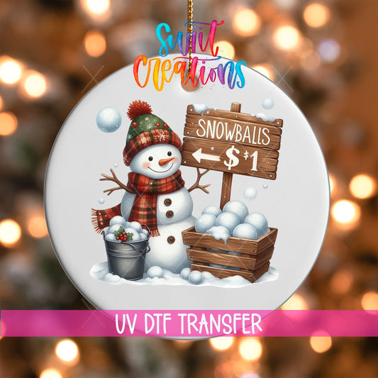 Snowman Christmas UV DTF Ornament Transfer | O-1194 - Swiit Creations