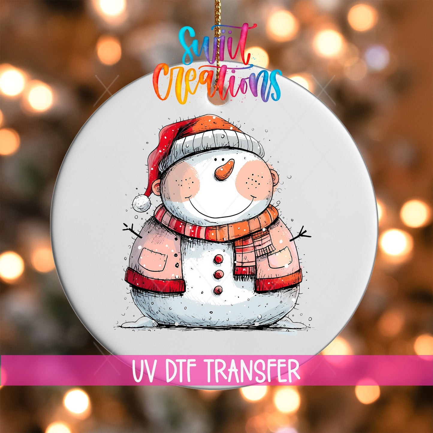 Snowman Christmas UV DTF Ornament Transfer | O-1275 - Swiit Creations