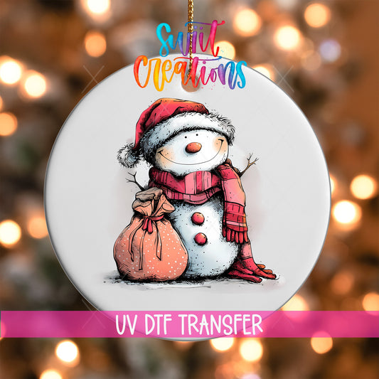 Snowman Christmas UV DTF Ornament Transfer | O-1276 - Swiit Creations