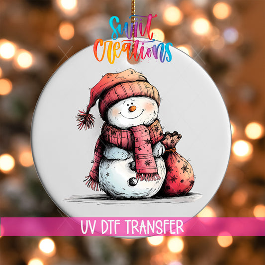 Snowman Christmas UV DTF Ornament Transfer | O-1277 - Swiit Creations
