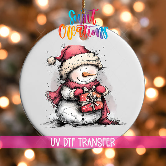 Snowman Christmas UV DTF Ornament Transfer | O-1278 - Swiit Creations