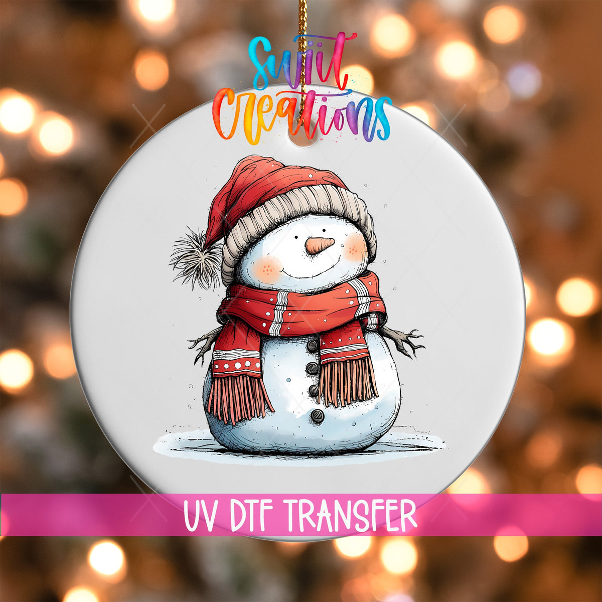 Snowman Christmas UV DTF Ornament Transfer | O-1294 - Swiit Creations
