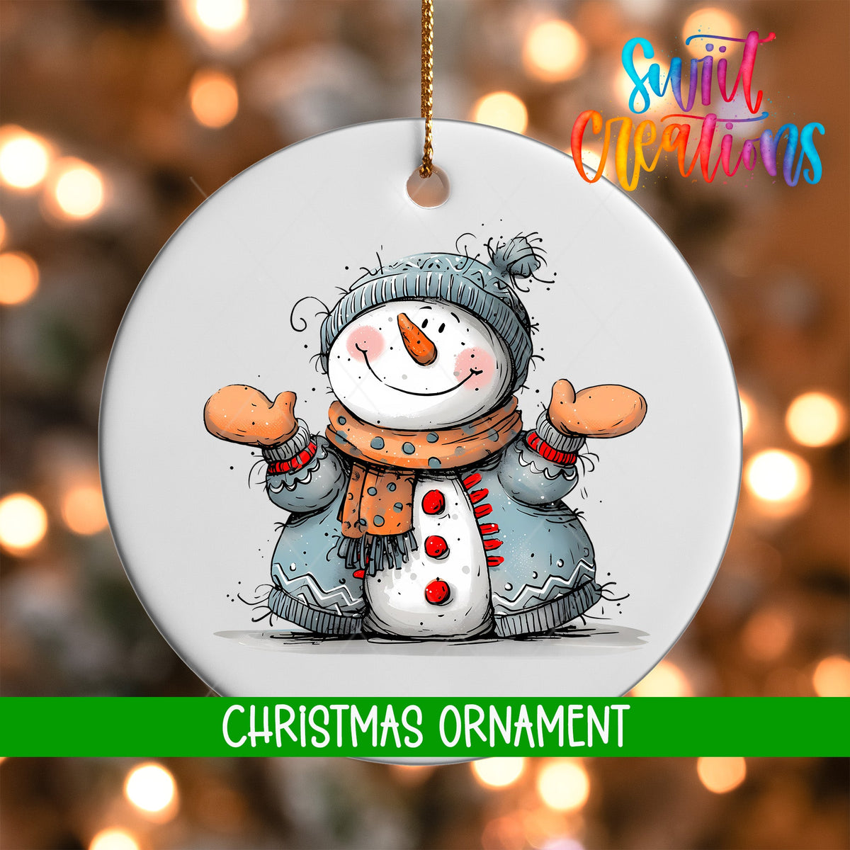 Snowman Personalized Christmas Ornament | O1282 - Swiit Creations