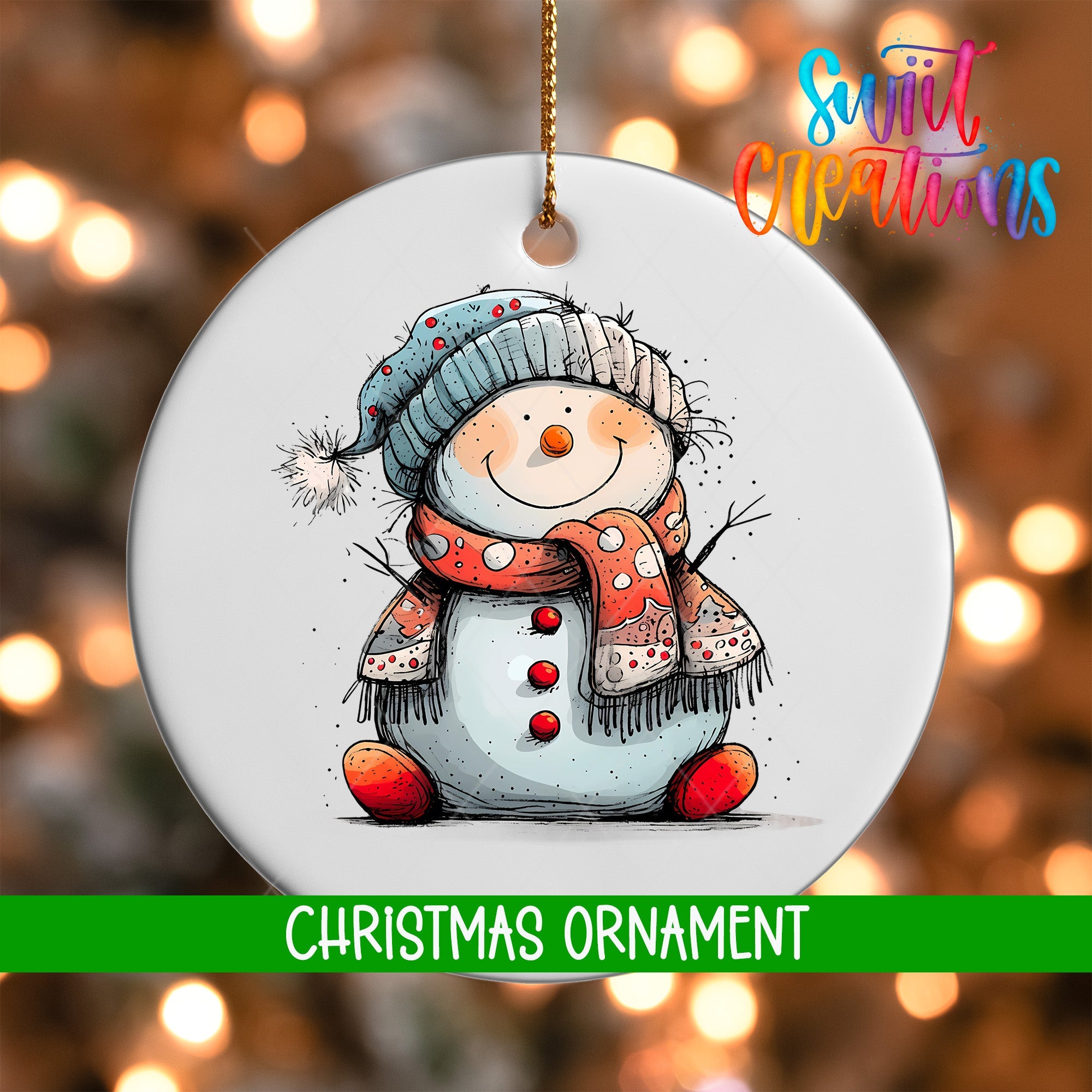 Snowman Personalized Christmas Ornament | O1285 - Swiit Creations