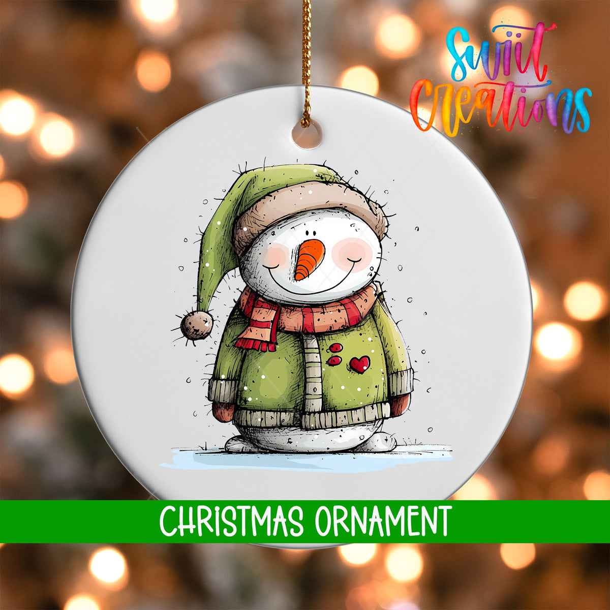 Snowman Personalized Christmas Ornament | O1291 - Swiit Creations