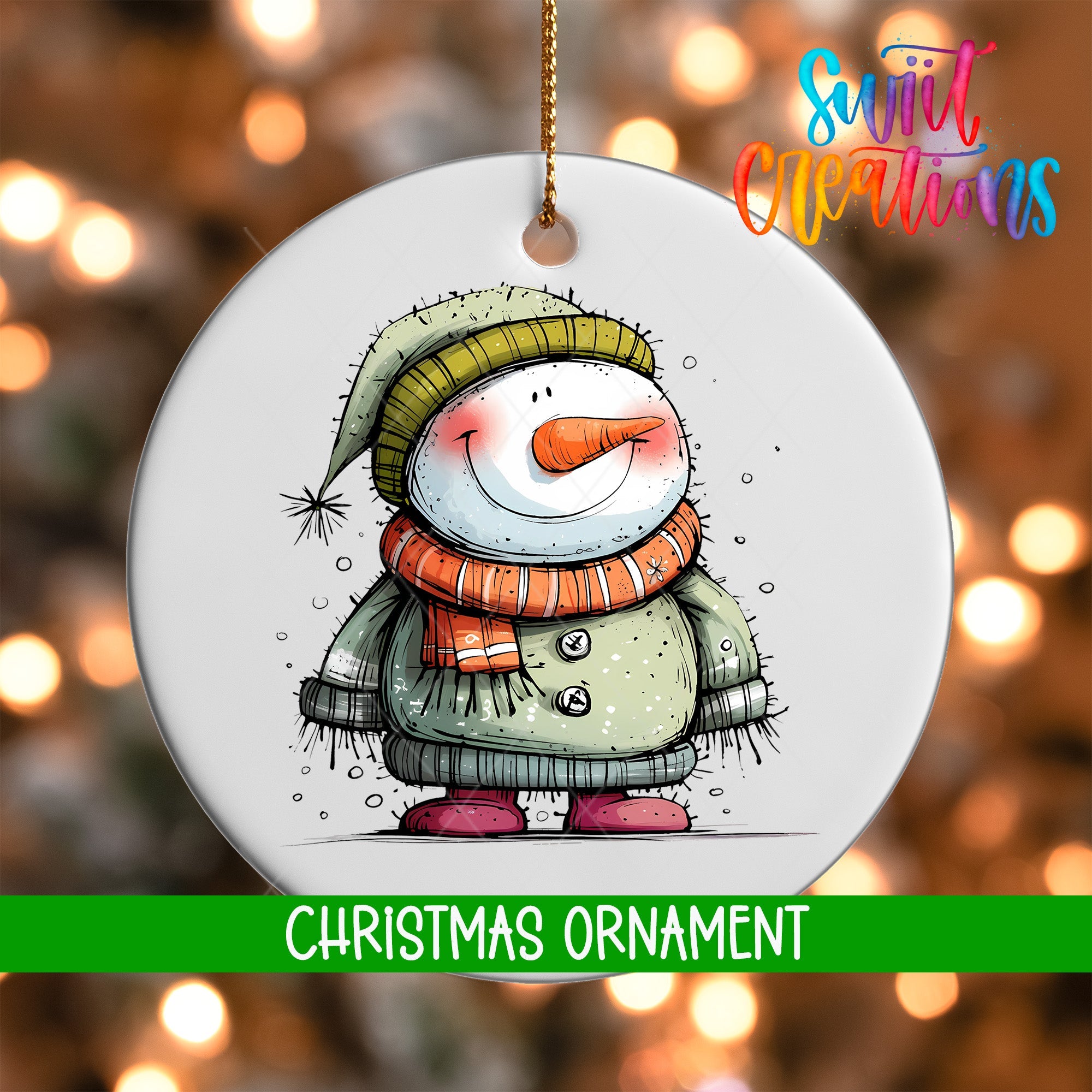 Snowman Personalized Christmas Ornament | O1292 - Swiit Creations