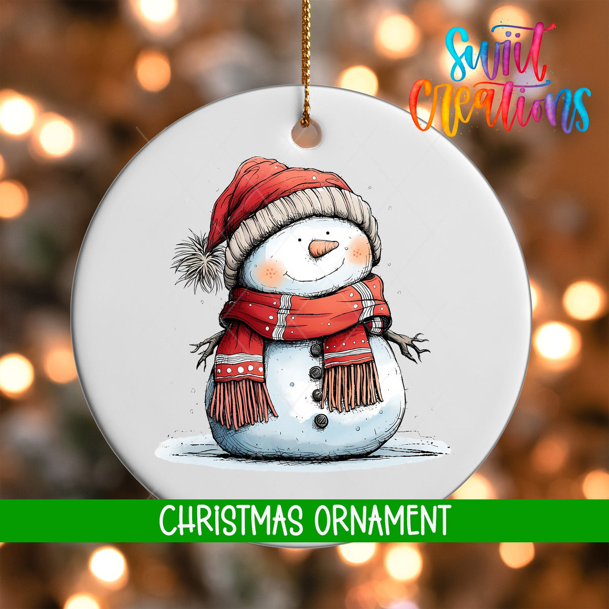 Snowman Personalized Christmas Ornament | O1294 - Swiit Creations