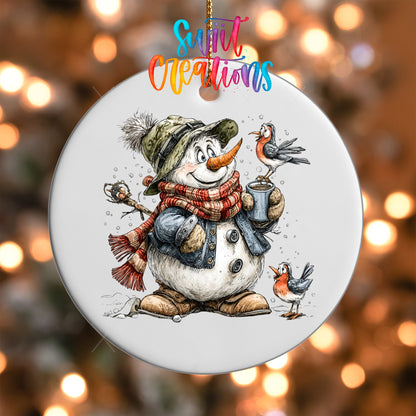 Snowman With Birds Christmas UV DTF Ornament Transfer | O-1887 - Swiit Creations