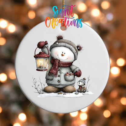 Snowman With Lantern Christmas UV DTF Ornament Transfer | O-1775 - Swiit Creations