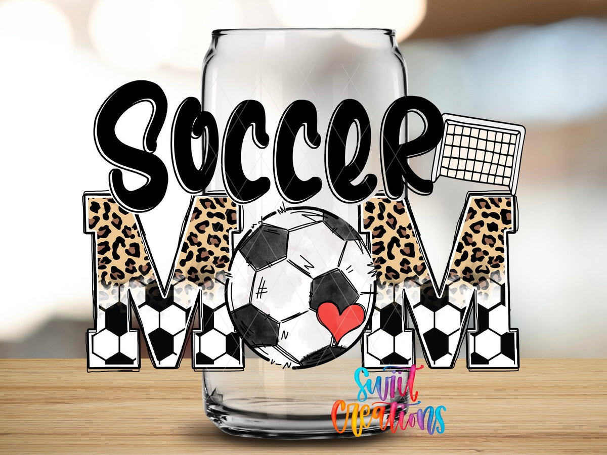 Soccer Mom UV DTF Transfer Tumbler Wrap | Leopard Print Sports | DTF220 - Swiit Creations