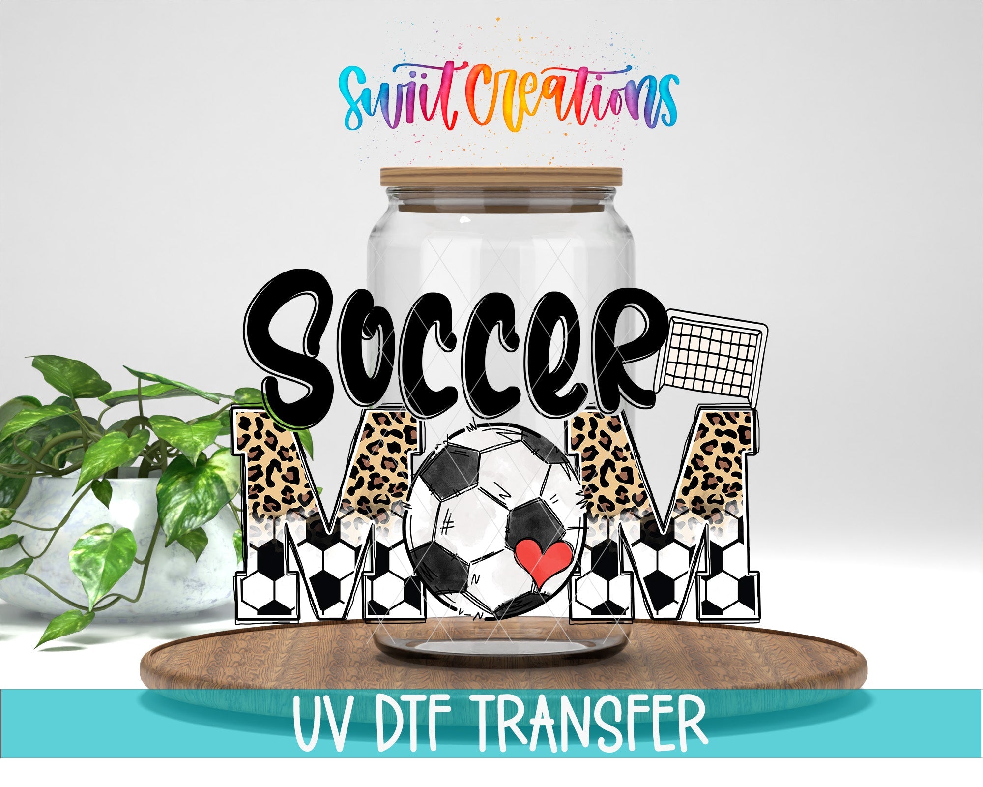 Soccer Mom UV DTF Transfer Tumbler Wrap | Leopard Print Sports | DTF220 - Swiit Creations