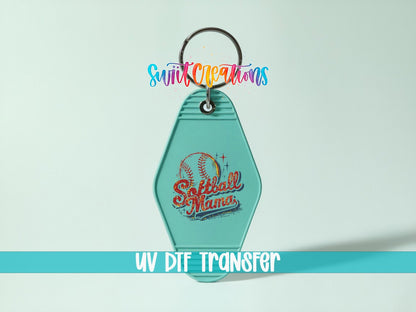 Softball Mama Retro Distress Motel Keychain UV DTF Transfer | Sports Decal | MK1989 - Swiit Creations